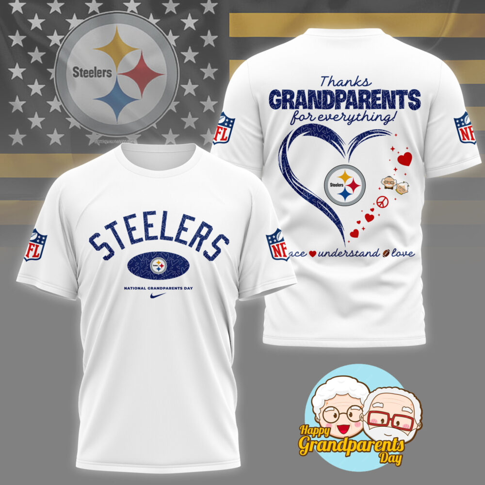 Pittsburgh Steelers | Premium National Grandparents Day 3D Shirt NY - White