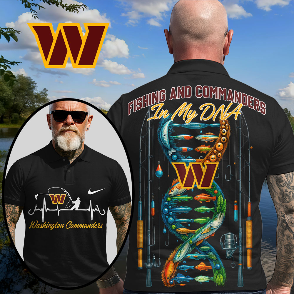 Washington Commanders | Premium NFL Fishing In My DNA Polo Shirt MM - Black
