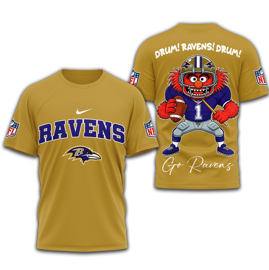 Baltimore Ravens | Premium NFL Animal The Drummer 3D Shirt TD
