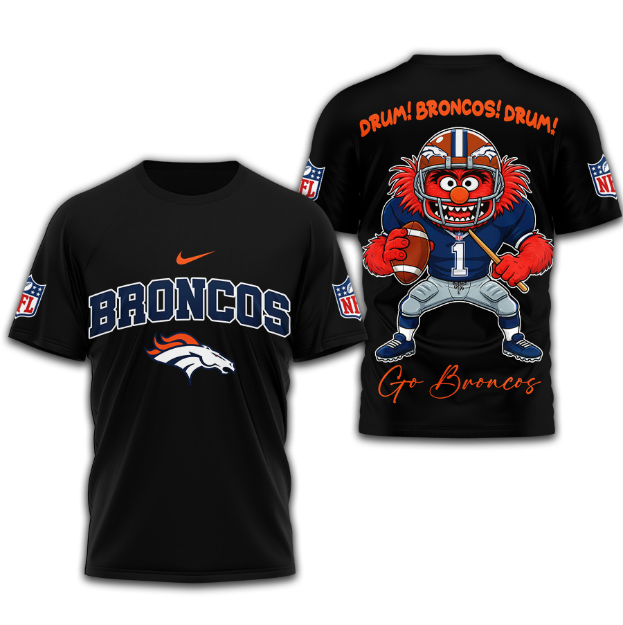 Denver Broncos | Premium NFL Animal The Drummer 3D Shirt TD