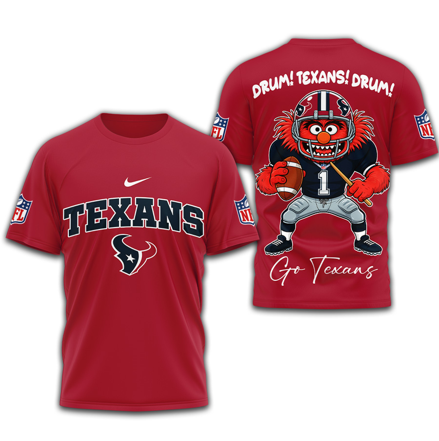 Houston Texans | Premium NFL Animal The Drummer 3D Shirt TD