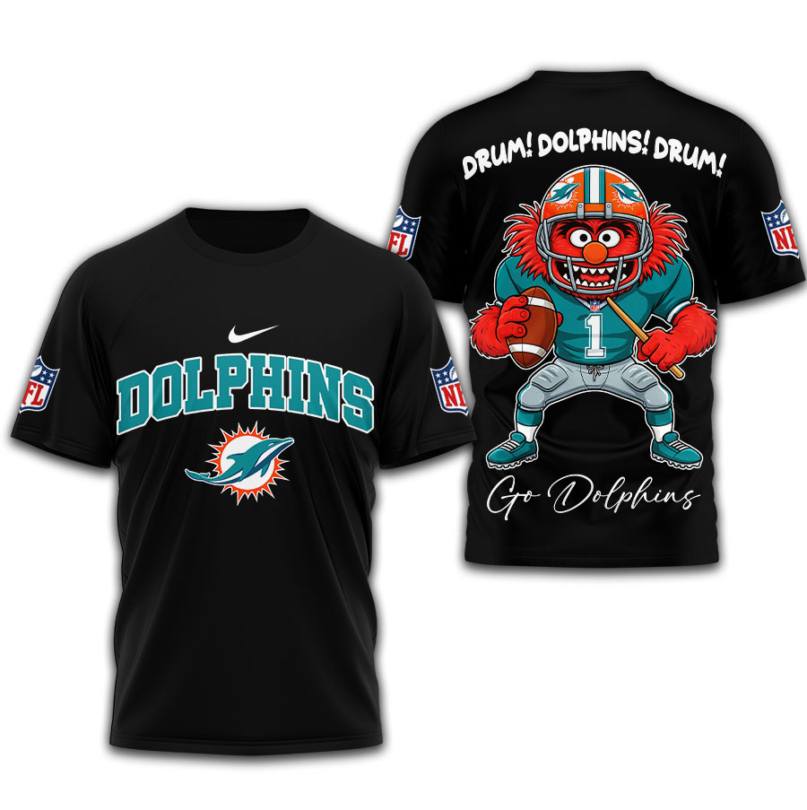 Miami Dolphins | Premium NFL Animal The Drummer 3D Shirt TD