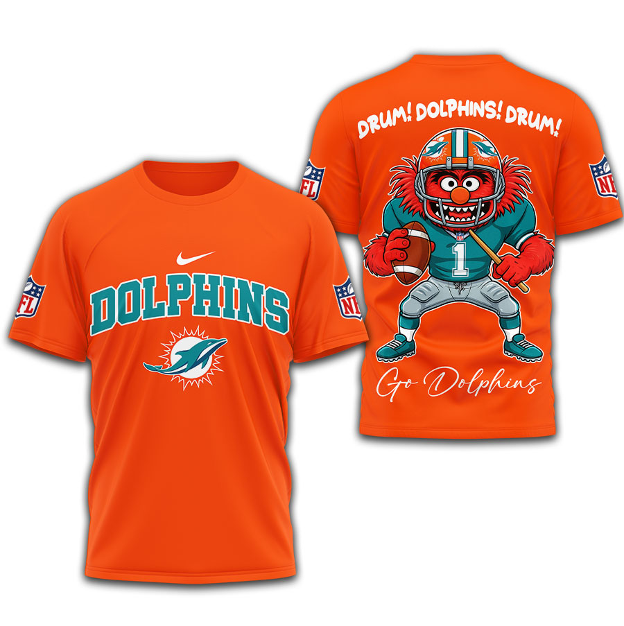 Miami Dolphins | Premium NFL Animal The Drummer 3D Shirt TD