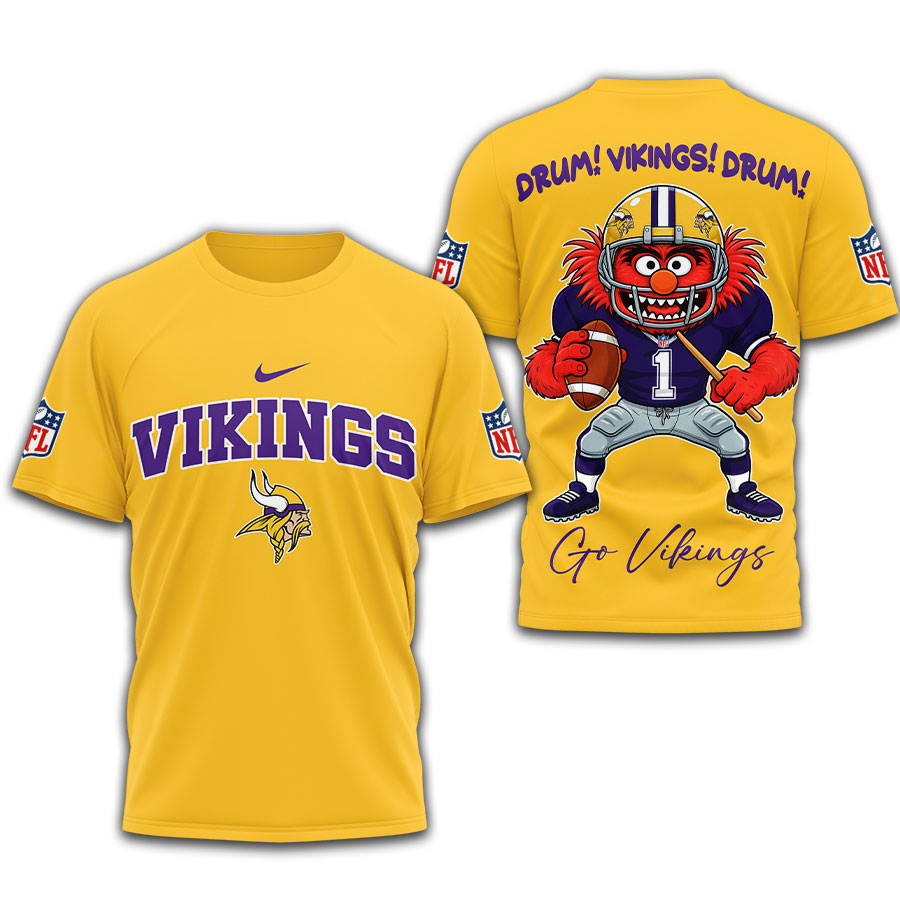 Minnesota Vikings | Premium NFL Animal The Drummer 3D Shirt TD