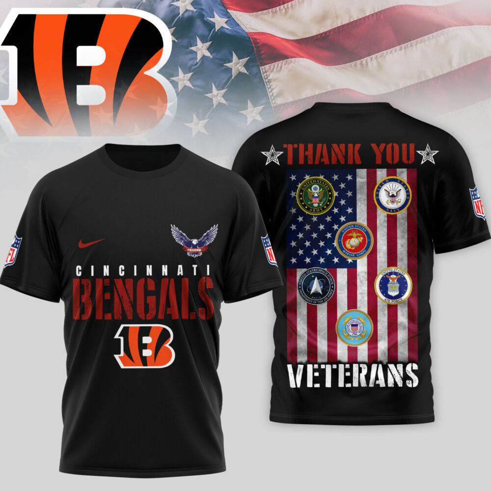 Cincinnati Bengals | Premium NFL Thank You Veterans 3D Shirt TD - 3XL