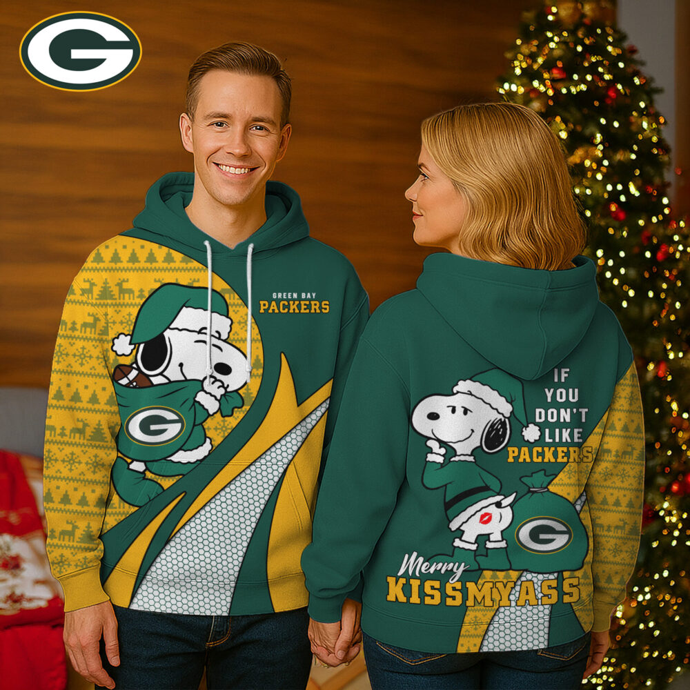 Green Bay Packers | Premium NFL Funny Christmas Snoopy 3D Hoodie
