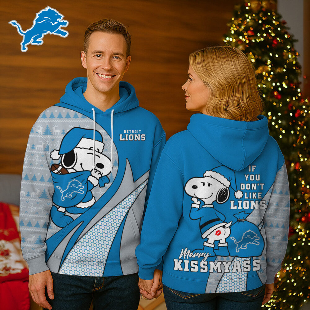 Detroit Lions | Premium NFL Funny Christmas Snoopy 3D Hoodie