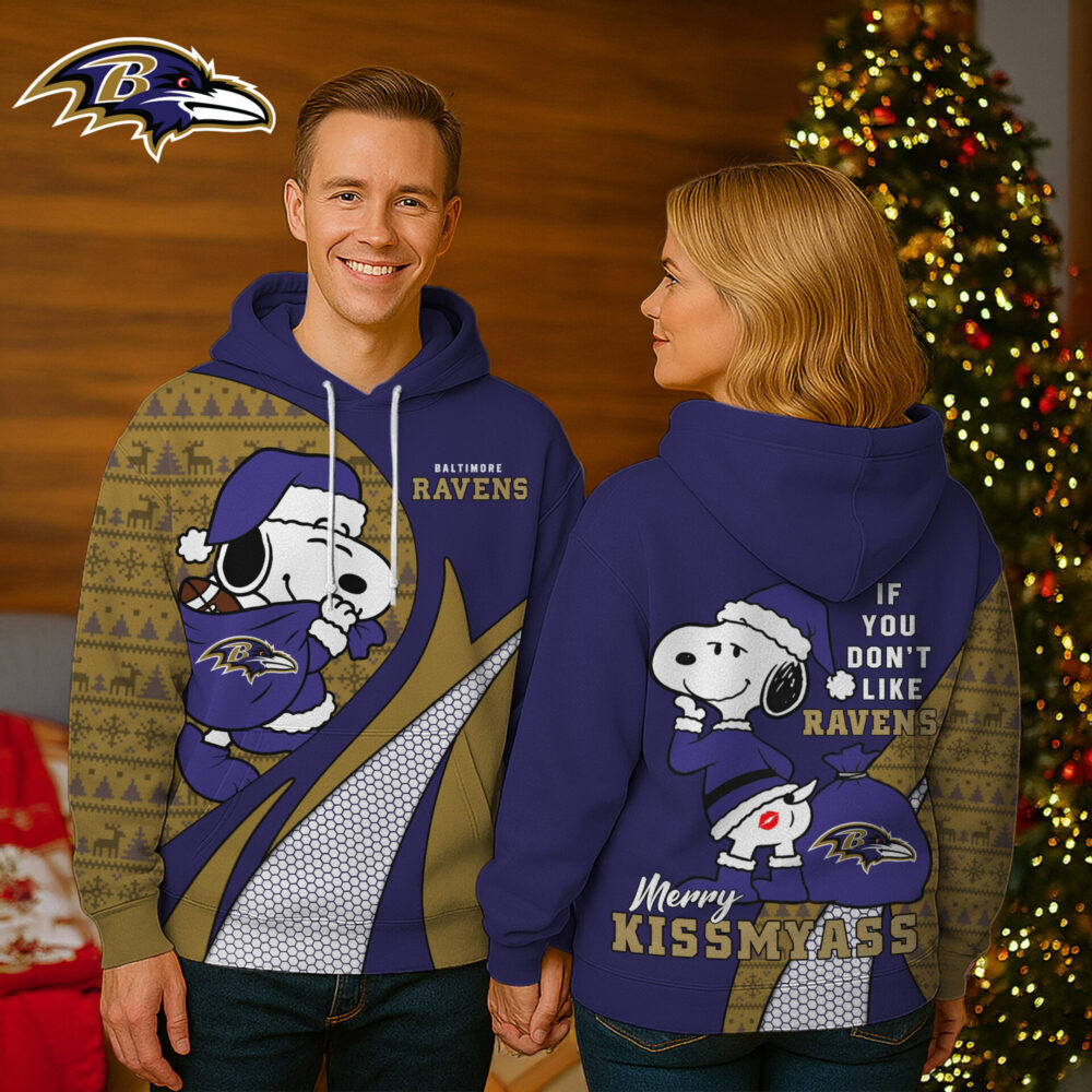 Baltimore Ravens | Premium NFL Funny Christmas Snoopy 3D Hoodie
