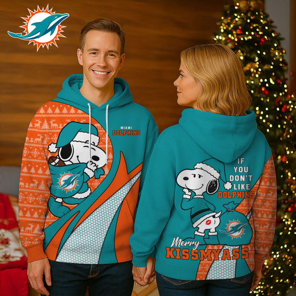 Miami Dolphins | Premium NFL Funny Christmas Snoopy 3D Hoodie