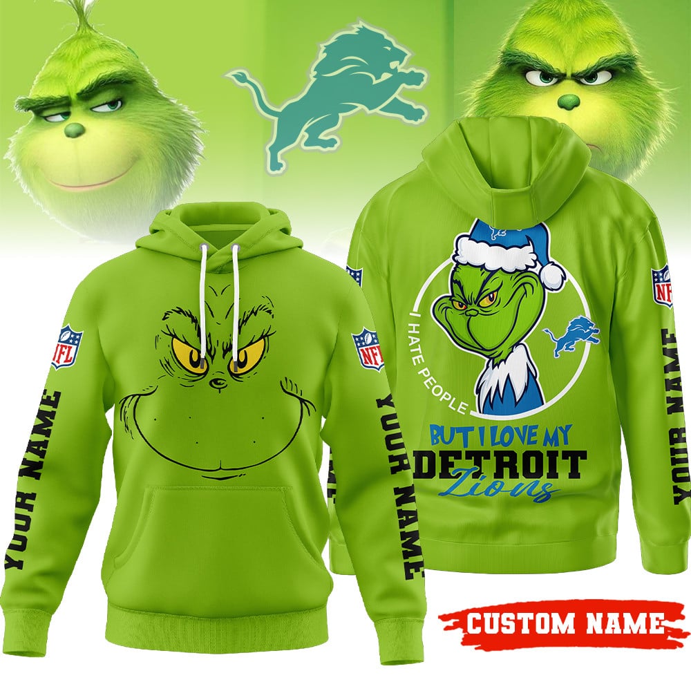 Detroit Lions | Premium NFL Grinch I Hate People Hoodie MM