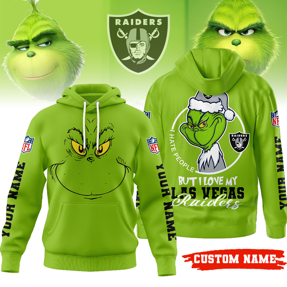 Las Vegas Raiders | Premium NFL Grinch I Hate People Hoodie MM