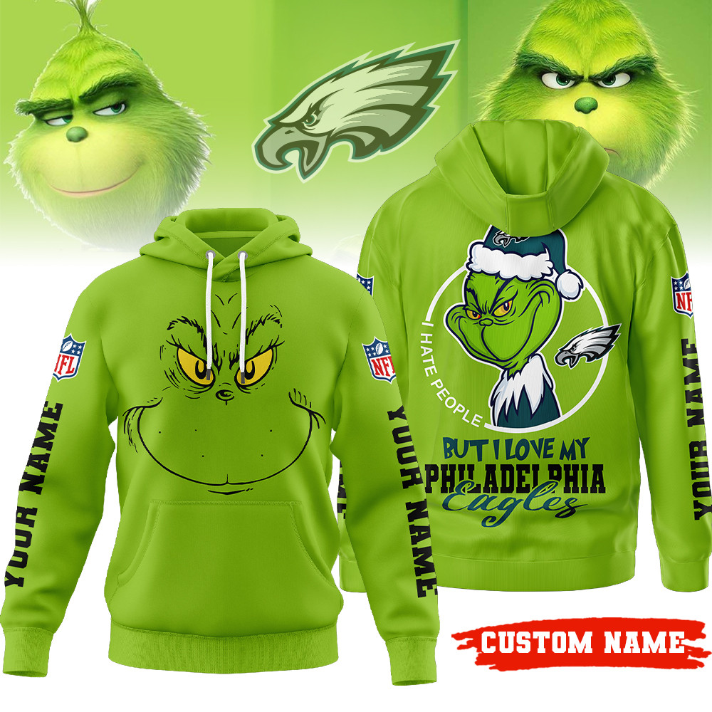 Philadelphia Eagles | Premium NFL Grinch I Hate People Hoodie MM