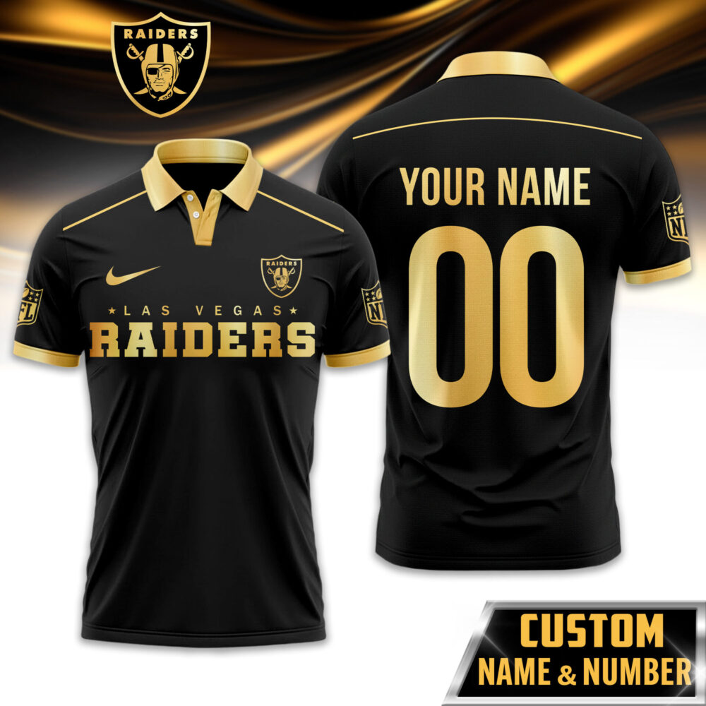 Las Vegas Raiders | Premium NFL Black And Gold Custom Polo TD