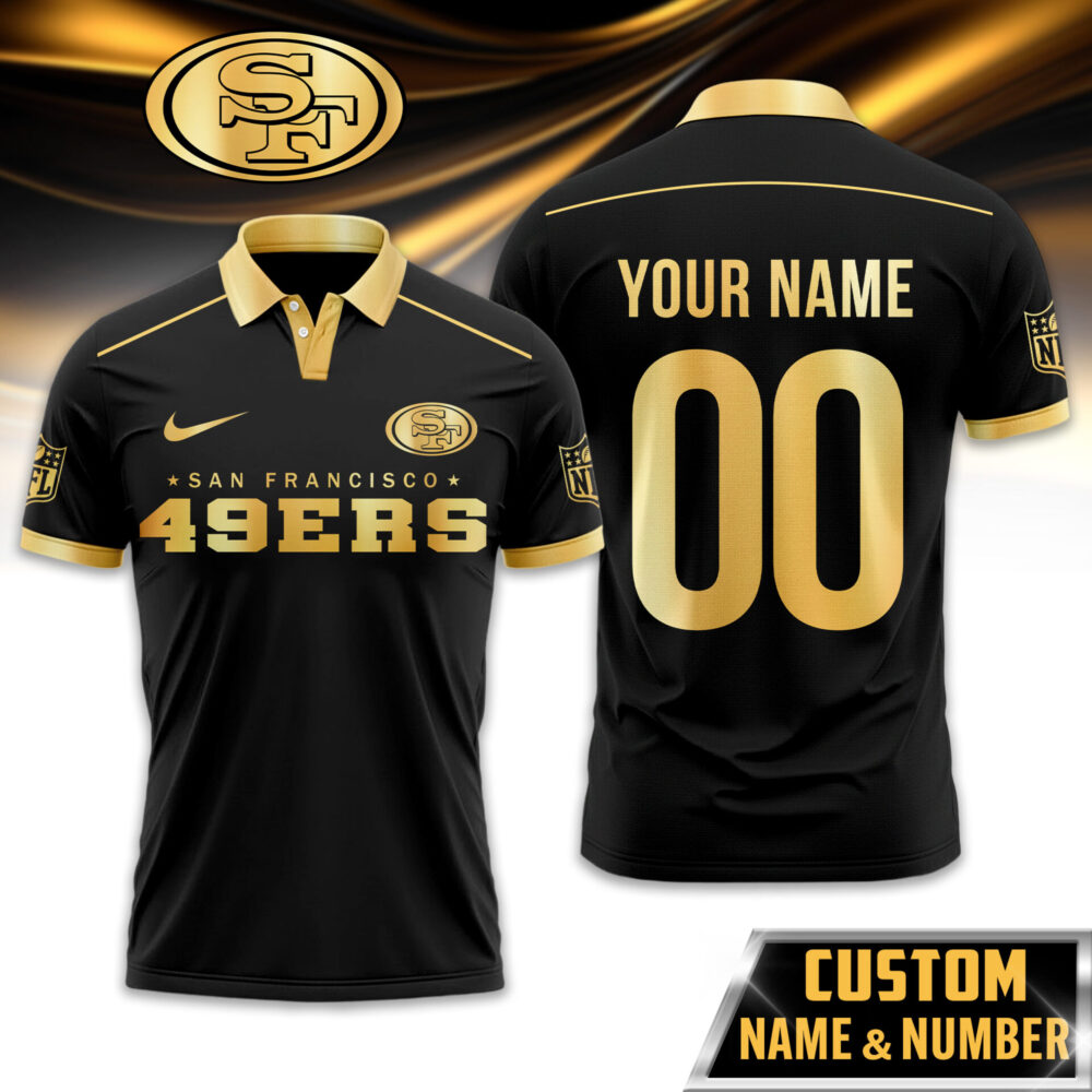 San Francisco 49ers | Premium NFL Black And Gold Custom Polo TD