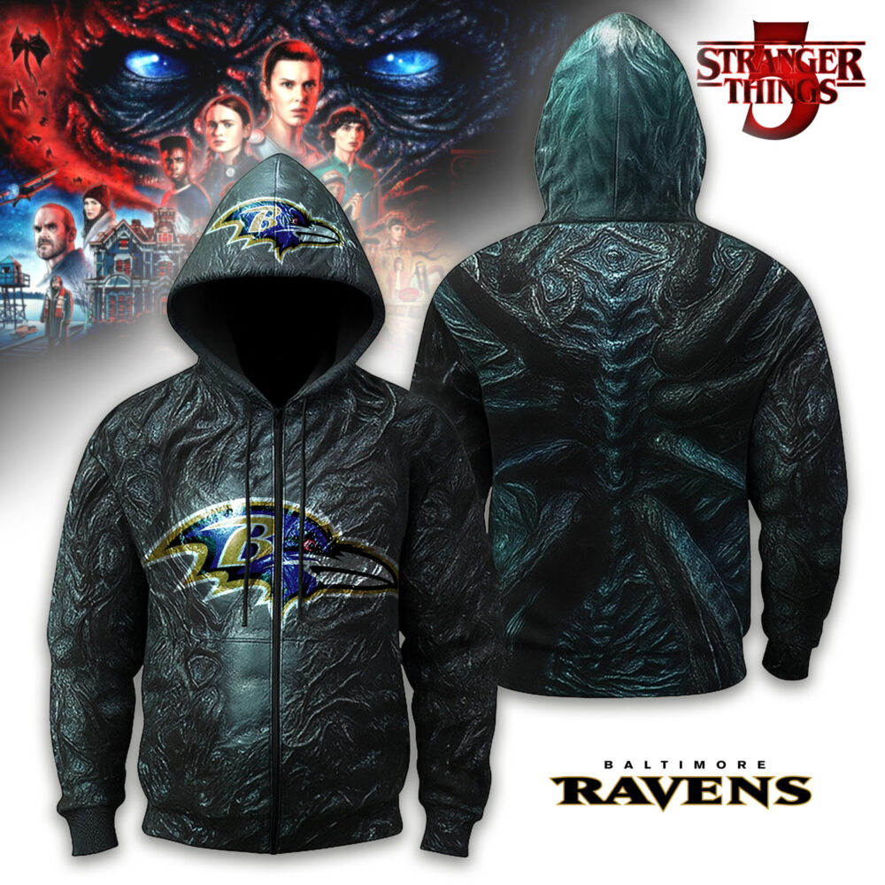 Baltimore Ravens | Premium NFL Stranger Things Zip Hoodie TD