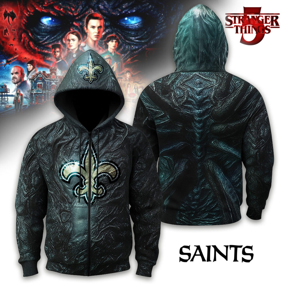 New Orleans Saints | Premium NFL Stranger Things Zip Hoodie TD