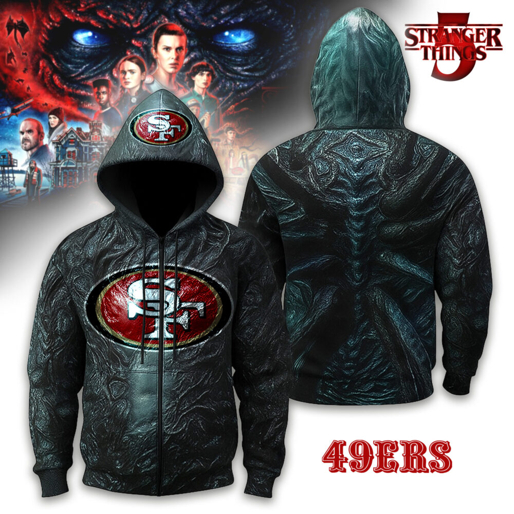 San Francisco 49ers | Premium NFL Stranger Things Zip Hoodie TD