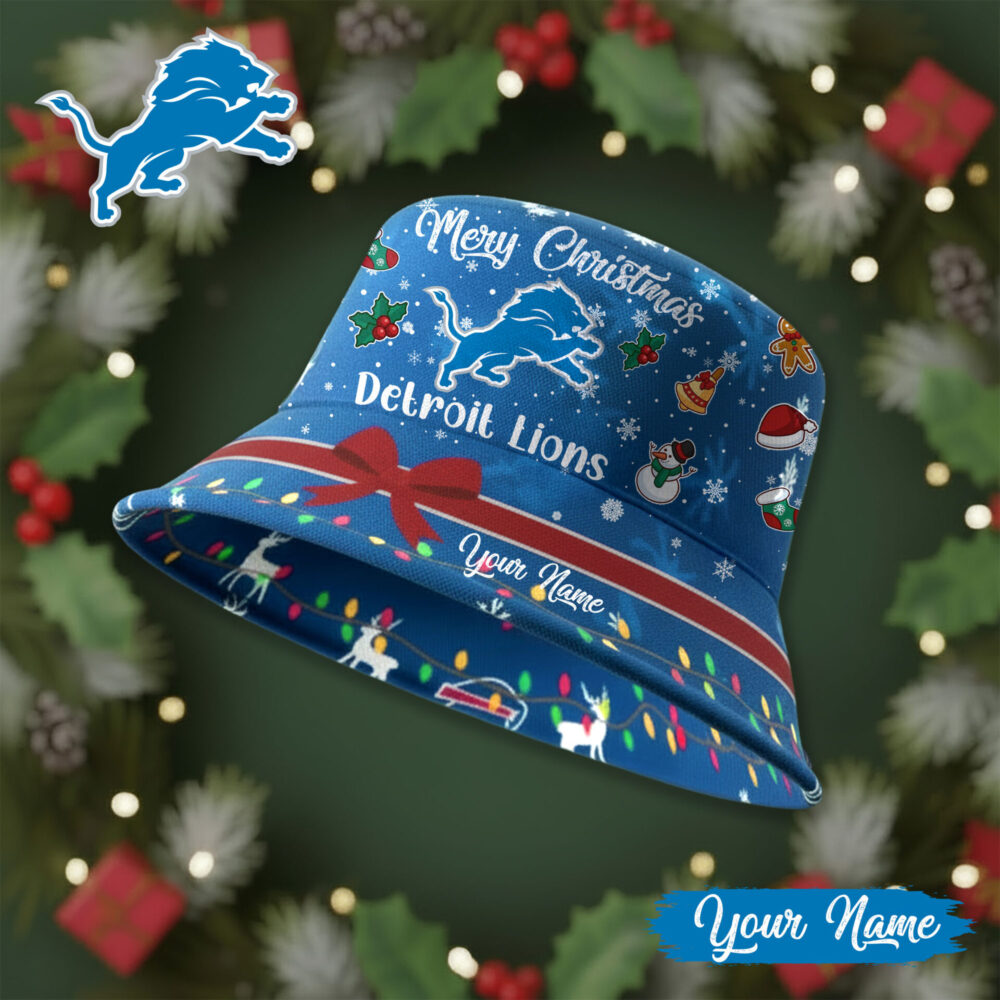 Detroit Lions | Premium NFL Merry Christmas Bucket Hat TD