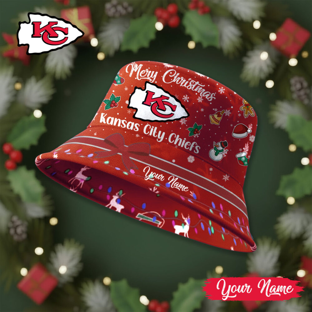 Kansas City Chiefs | Premium NFL Merry Christmas Bucket Hat TD