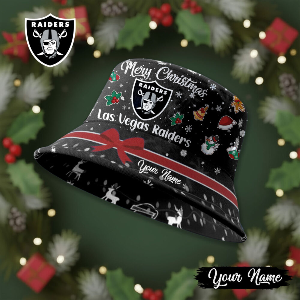 Las Vegas Raiders | Premium NFL Merry Christmas Bucket Hat TD