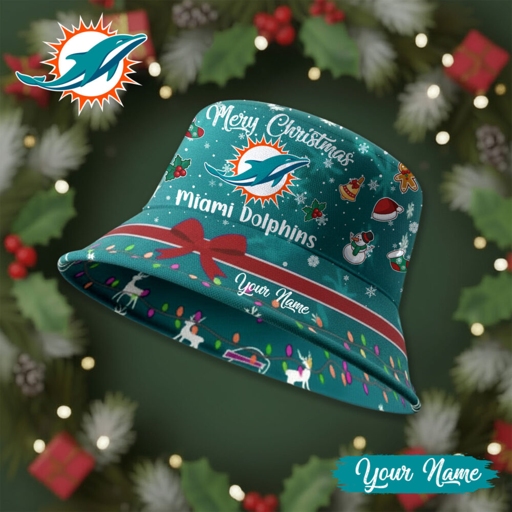 Miami Dolphins | Premium NFL Merry Christmas Bucket Hat TD