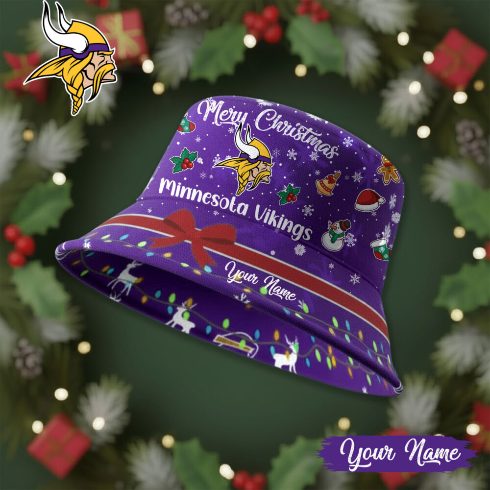 Minnesota Vikings | Premium NFL Merry Christmas Bucket Hat TD