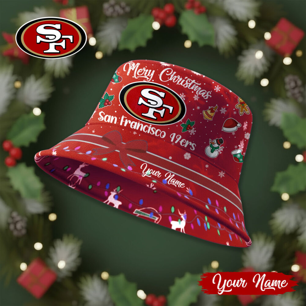 San Francisco 49ers | Premium NFL Merry Christmas Bucket Hat TD