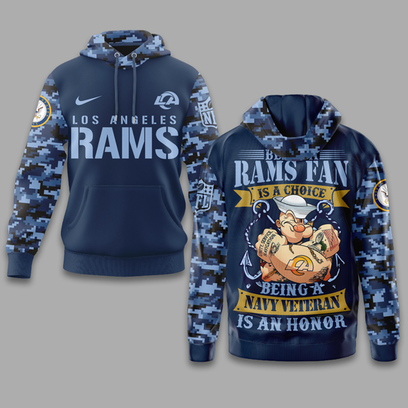 Los Angeles Rams | Premium NFL Navy Veteran Popeye 3D Shirt MM - Hoodie