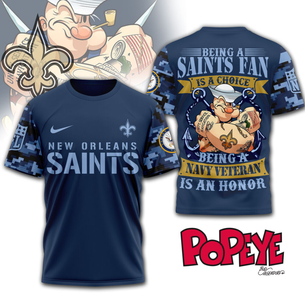 New Orleans Saints | Premium NFL Navy Veteran Popeye 3D Shirt MM