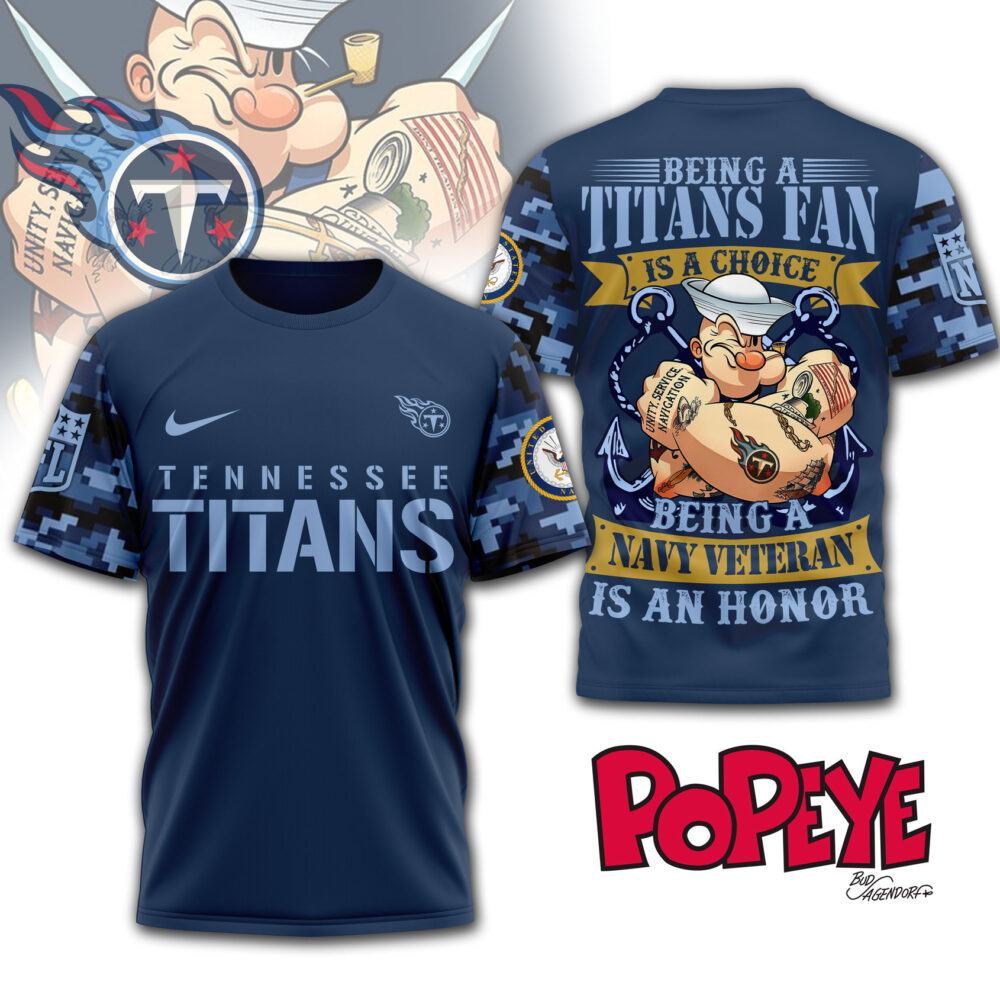 Tennessee Titans | Premium NFL Navy Veteran Popeye 3D Shirt MM