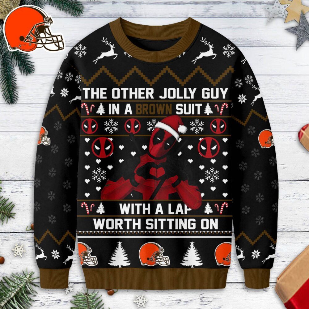 Cleveland Browns | Premium NFL Deadpool Christmas Ugly Sweater NY