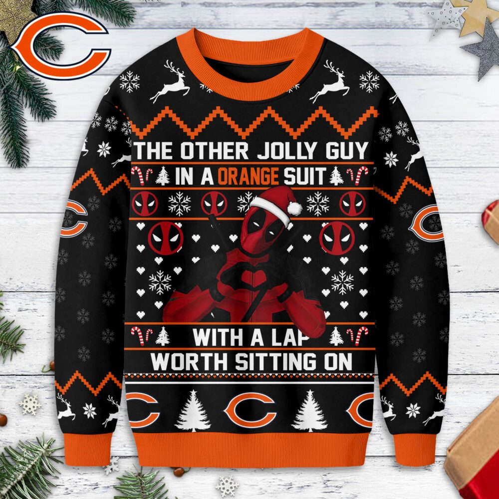 Chicago Bears | Premium NFL Deadpool Christmas Ugly Sweater NY