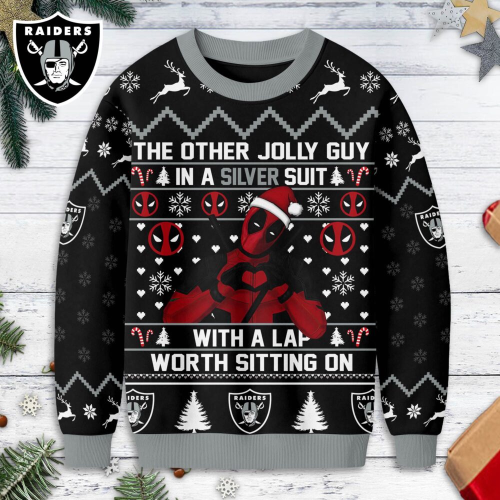 Las Vegas Raiders | Premium NFL Deadpool Christmas Ugly Sweater NY