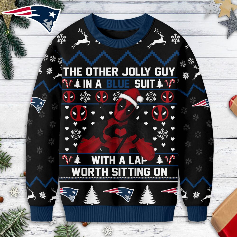 New England Patriots | Premium NFL Deadpool Christmas Ugly Sweater NY