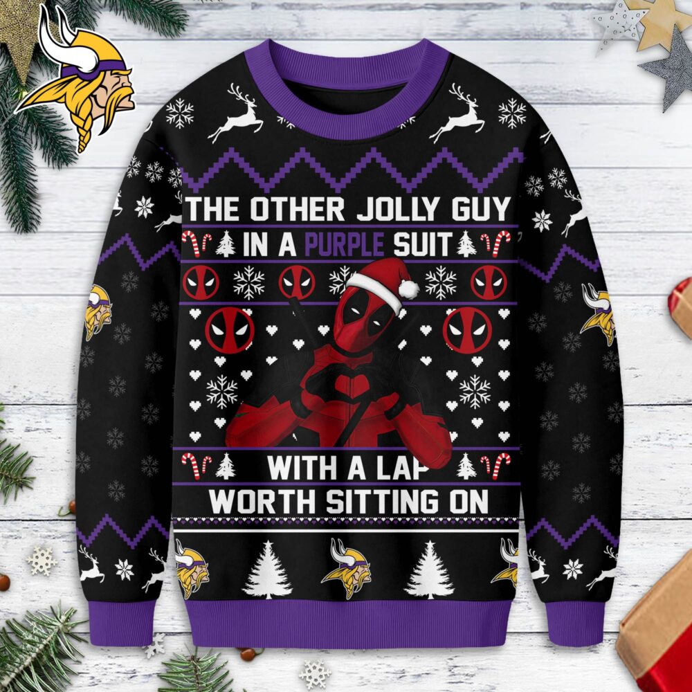Minnesota Vikings | Premium NFL Deadpool Christmas Ugly Sweater NY