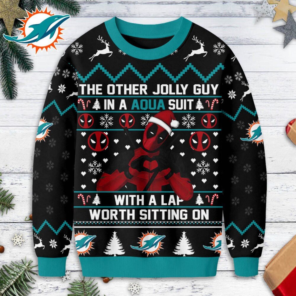 Miami Dolphins | Premium NFL Deadpool Christmas Ugly Sweater NY