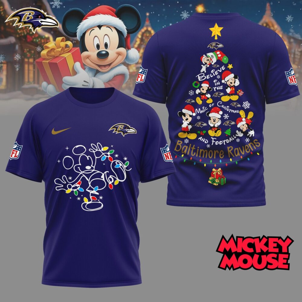 Baltimore Ravens | Premium NFL Mickey Mouse Christmas 3D Shirt NY
