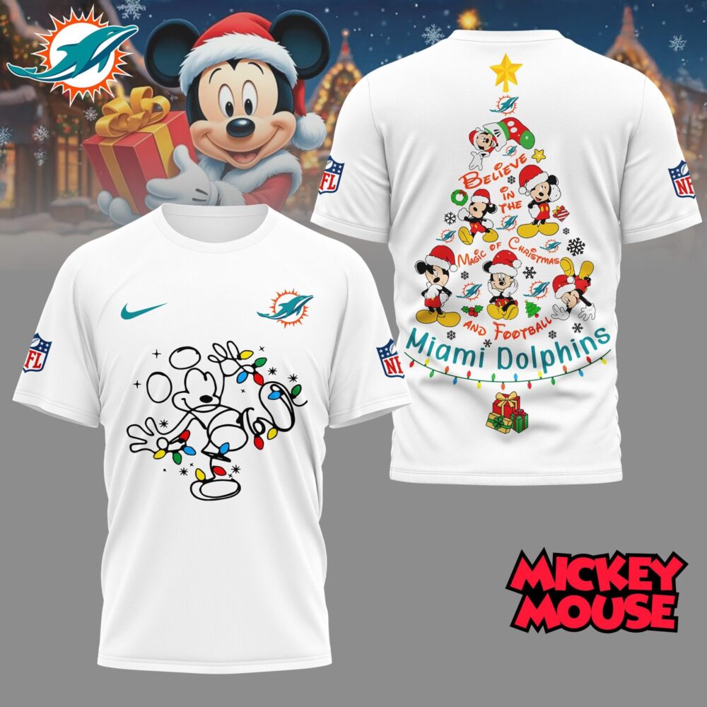 Miami Dolphins | Premium NFL Mickey Mouse Christmas 3D Shirt NY