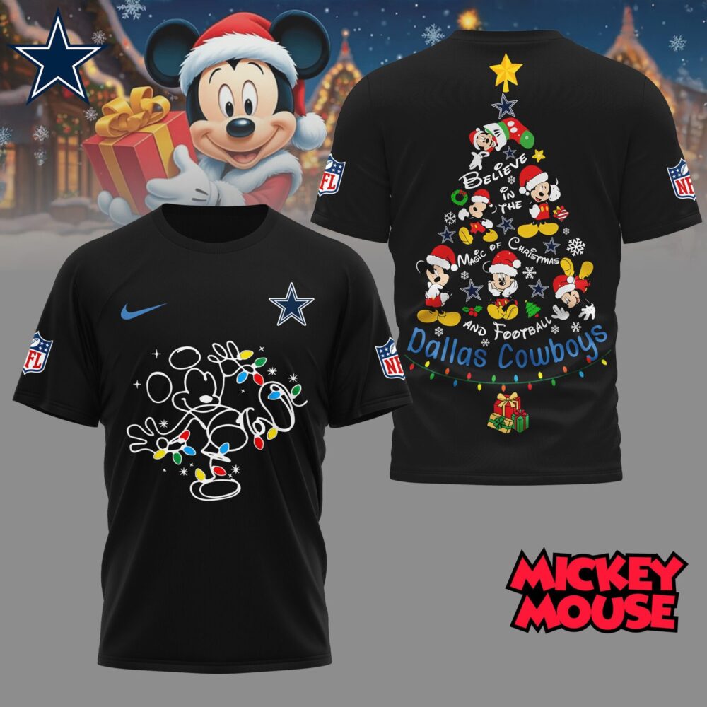 Dallas Cowboys | Premium NFL Mickey Mouse Christmas 3D Shirt NY