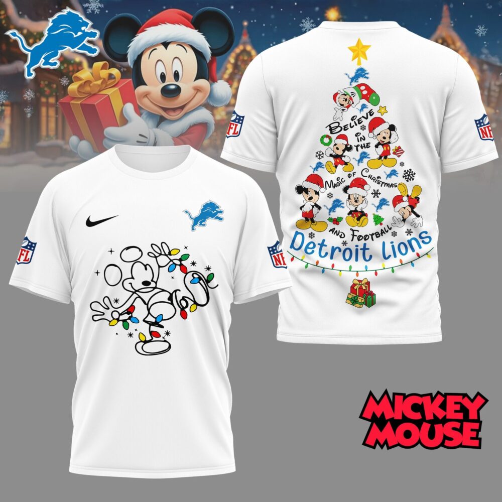 Detroit Lions | Premium NFL Mickey Mouse Christmas 3D Shirt NY