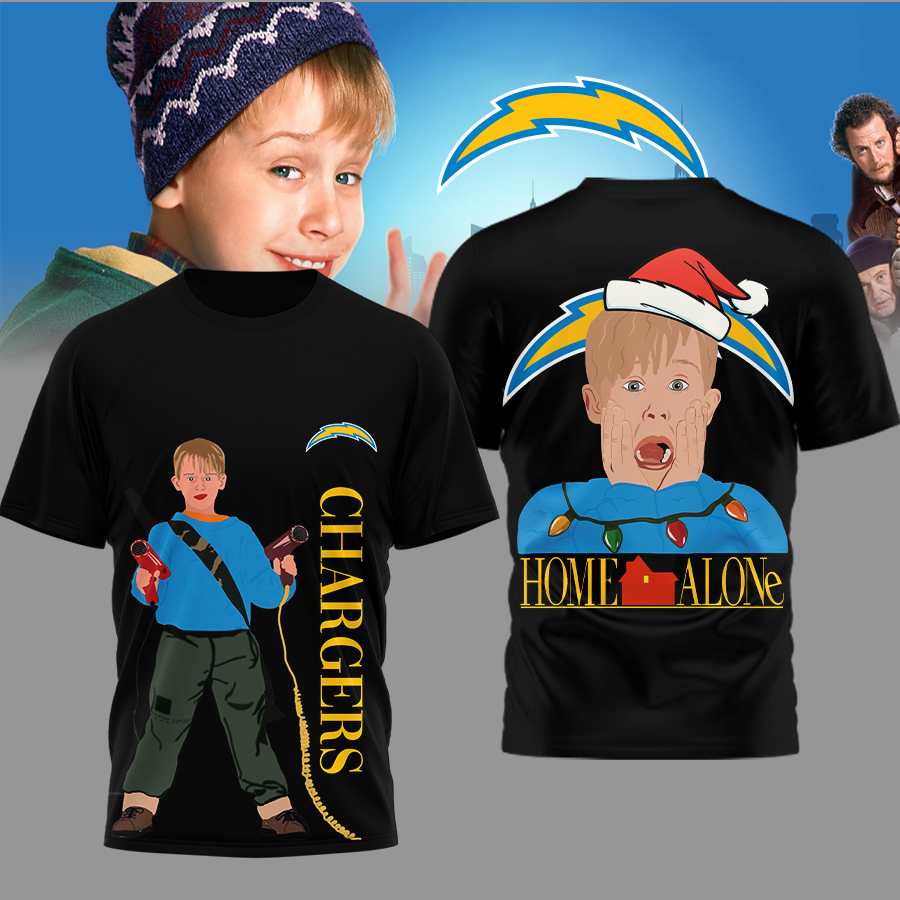 Los Angeles Chargers | Premium NFL and Home Alone Fan 3D Shirt HI - Black