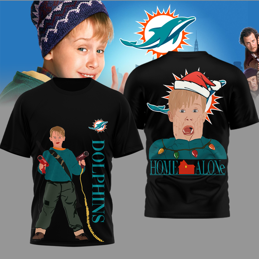 Miami Dolphins | Premium NFL and Home Alone Fan 3D Shirt HI - Black