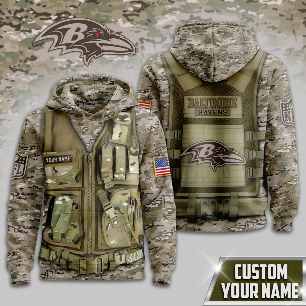 Baltimore Ravens | Premium NFL Camo Military Hoodie TD