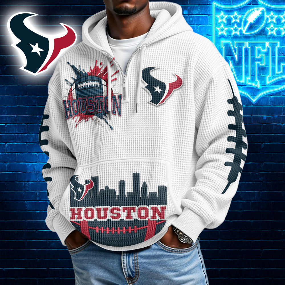 Houston Texans | Premium NFL Waffle Zipper Long Sleeve Hooded Sweatshirt HI