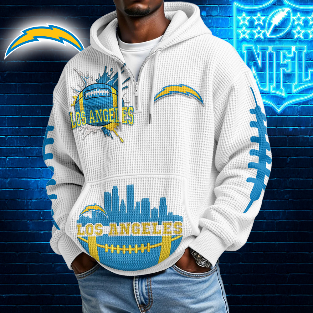 Los Angeles Chargers | Premium NFL Waffle Zipper Long Sleeve Hooded Sweatshirt HI