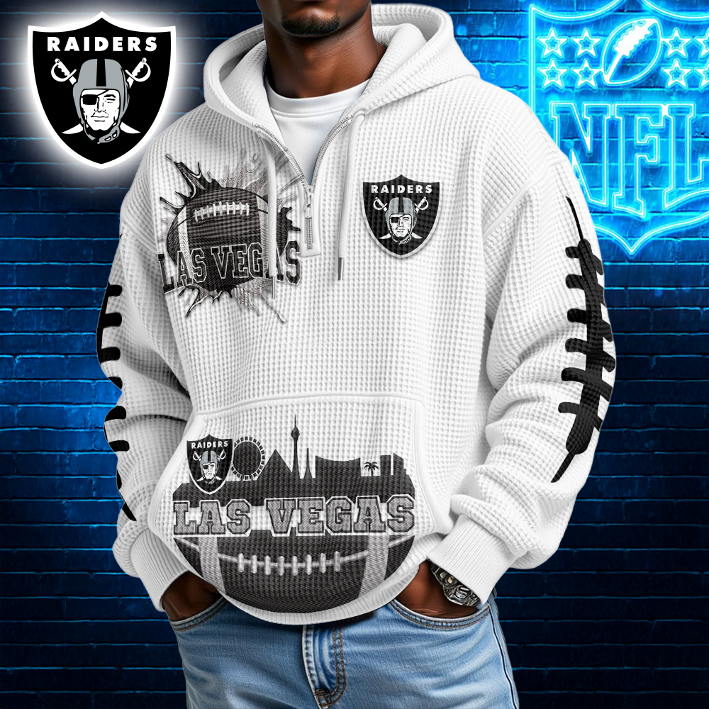 Las Vegas Raiders | Premium NFL Waffle Zipper Long Sleeve Hooded Sweatshirt HI