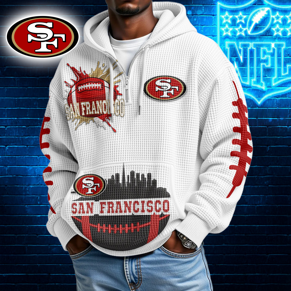 San Francisco 49ers | Premium NFL Waffle Zipper Long Sleeve Hooded Sweatshirt HI