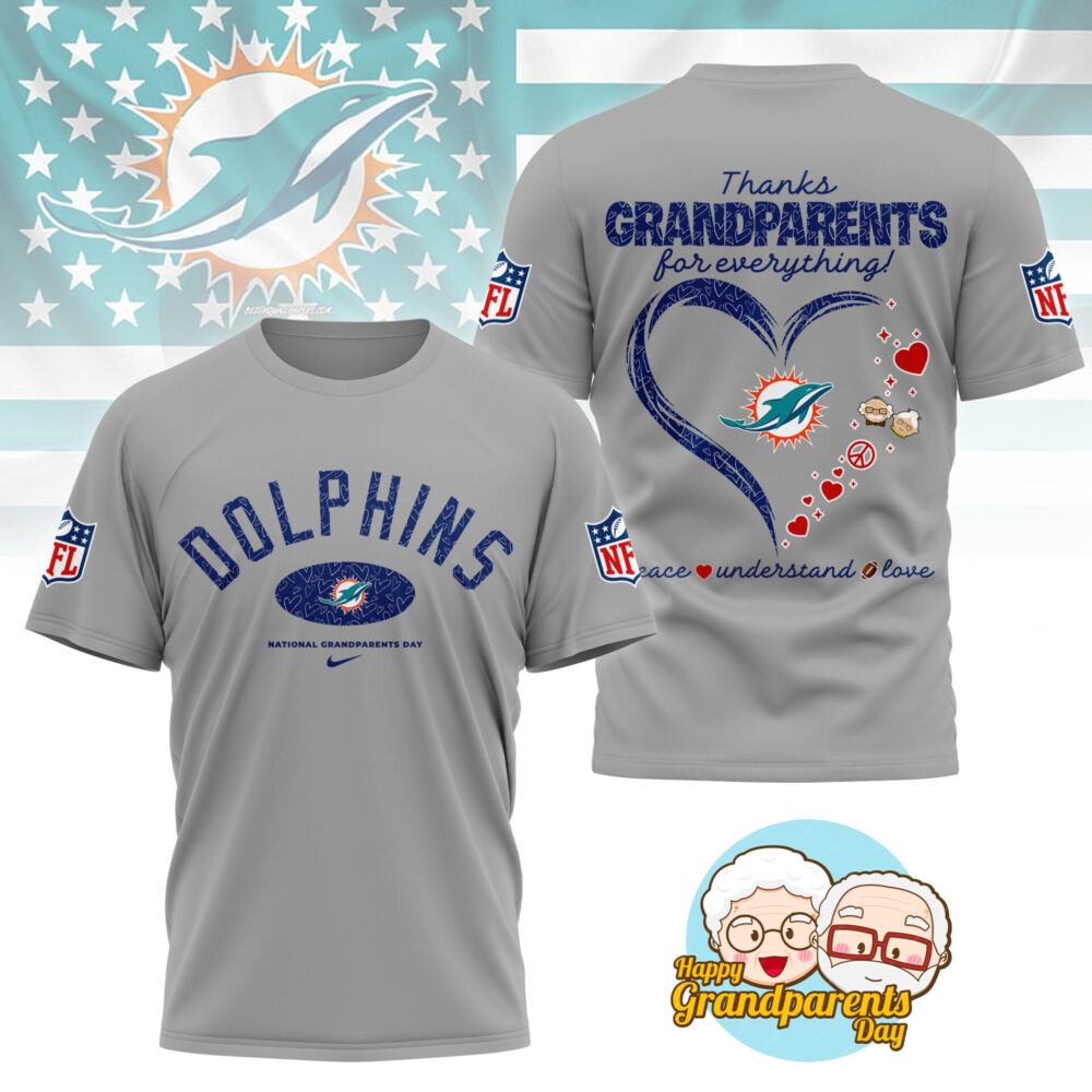 Miami Dolphins | Premium National Grandparents Day 3D Shirt NY - Gray