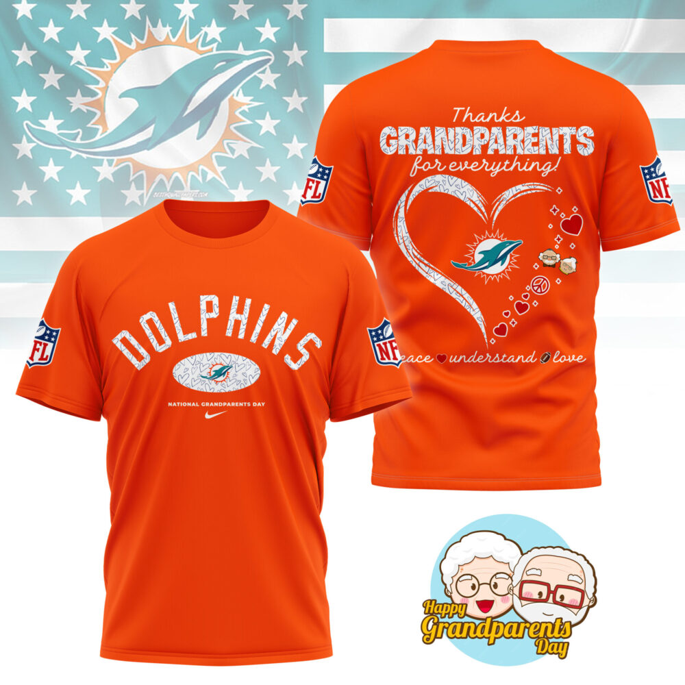 Miami Dolphins | Premium National Grandparents Day 3D Shirt NY - Orange