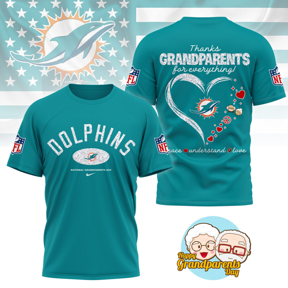 Miami Dolphins | Premium National Grandparents Day 3D Shirt NY - Aqua